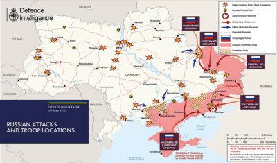 05.05: Британская разведка опубликовала новую карту расстановок сил в Украине