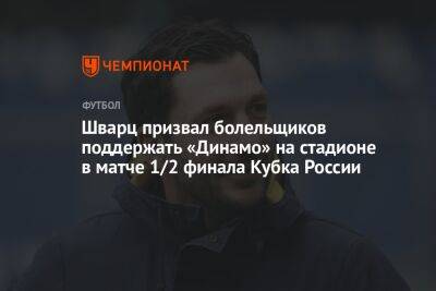Шварц призвал болельщиков поддержать «Динамо» на стадионе в матче 1/2 финала Кубка России