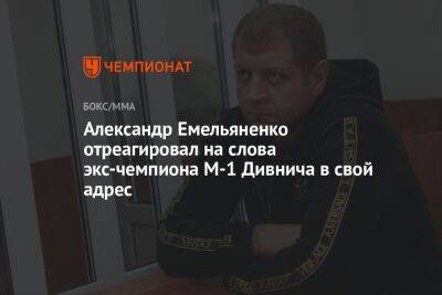 Александр Емельяненко отреагировал на слова экс-чемпиона М-1 Дивнича в свой адрес