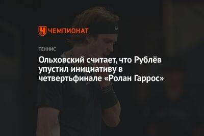 Ольховский считает, что Рублёв упустил инициативу в четвертьфинале «Ролан Гаррос»
