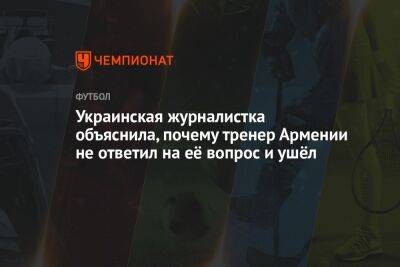 Украинская журналистка объяснила, почему тренер Армении не ответил на её вопрос и ушёл
