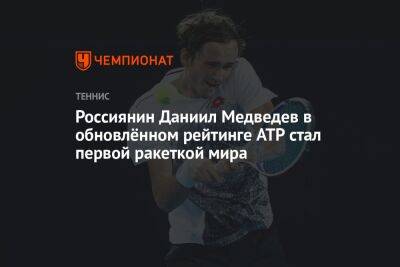 Россиянин Даниил Медведев в обновлённом рейтинге ATP стал первой ракеткой мира