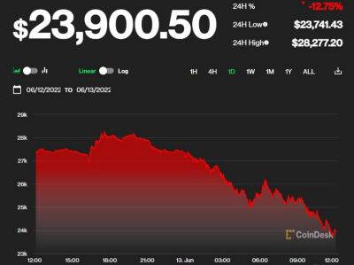 Крутое пике продолжается: биткоин упал ниже $24 000 и это не предел