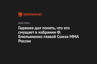 Гаджиев дал понять, что его смущает в избрании Ф. Емельяненко главой Союза ММА России