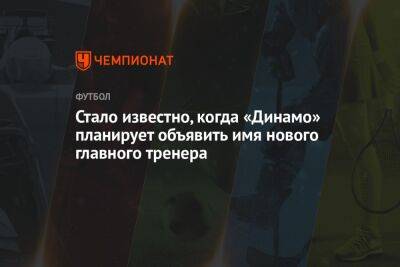 Стало известно, когда «Динамо» планирует объявить имя нового главного тренера