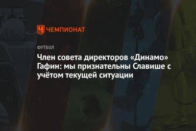 Член совета директоров «Динамо» Гафин: мы признательны Славише с учётом текущей ситуации