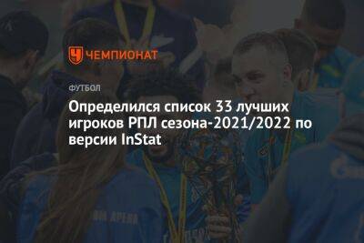 Определился список 33 лучших игроков РПЛ сезона-2021/2022 по версии InStat