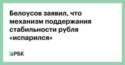 Белоусов заявил, что механизм поддержания стабильности рубля «испарился»