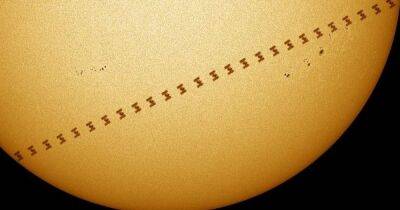Астроном-любитель показал МКС на фоне чудовищно огромного Солнца (фото)