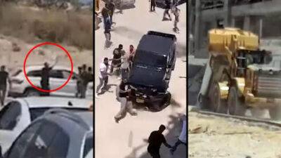 Массовая драка в Бейт-Шемеше: рабочие бросали валуны с высоты, трактор перевернул машину