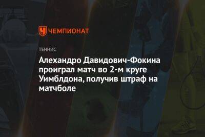 Алехандро Давидович-Фокина проиграл матч во 2-м круге Уимблдона, получив штраф на матчболе