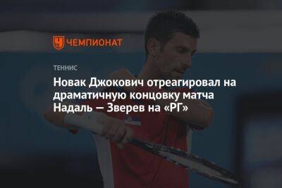 Новак Джокович отреагировал на драматичную концовку матча Надаль — Зверев на «РГ»