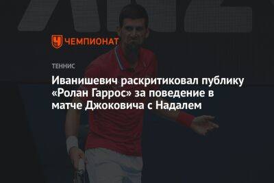 Иванишевич раскритиковал публику «Ролан Гаррос» за поведение в матче Джоковича с Надалем