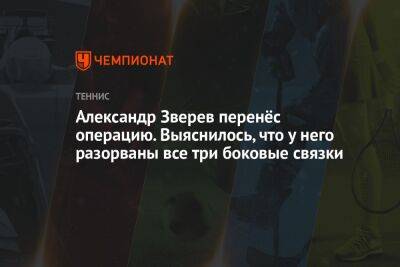 Александр Зверев перенёс операцию. Выяснилось, что у него разорваны все три боковые связки