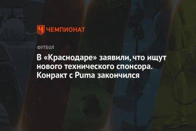 Валентина Сивкович - В «Краснодаре» заявили, что ищут нового технического спонсора. Конракт с Puma закончился - championat.com - Краснодар