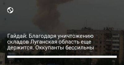 Гайдай: Благодаря уничтожению складов Луганская область еще держится. Оккупанты бессильны
