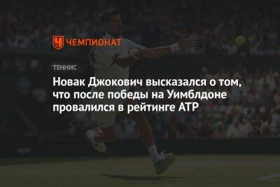 Новак Джокович высказался о том, что после победы на Уимблдоне провалился в рейтинге ATP