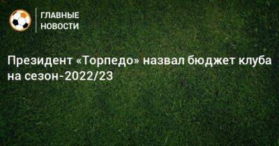 Президент «Торпедо» назвал бюджет клуба на сезон-2022/23
