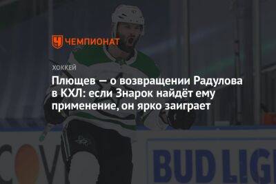 Плющев — о возвращении Радулова в КХЛ: если Знарок найдёт ему применение, он ярко заиграет