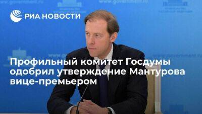 Комитет по промышленности и торговле рекомендовал ГД утвердить Мантурова вице-премьером