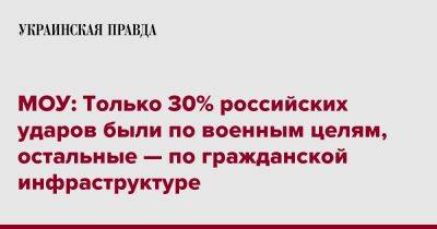 МОУ: Только 30% российских ударов были по военным целям, остальные — по гражданской инфраструктуре
