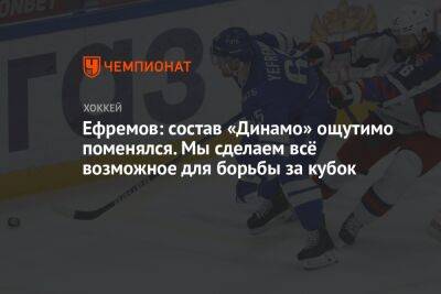 Ефремов: состав «Динамо» ощутимо поменялся. Мы сделаем всё возможное для борьбы за кубок