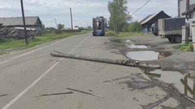 В Иркутской области тягач зацепил провода — на школьницу упал столб