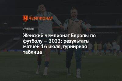 Женский чемпионат Европы по футболу — 2022: результаты матчей 16 июля, турнирная таблица