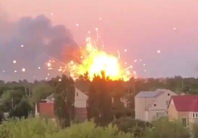 Огненный понедельник: ВСУ с утра разнесли огромный склад боеприпасов орков в Новой Каховке - видео