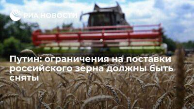Президент Путин заявил, что ограничения на поставки российского зерна должны быть сняты