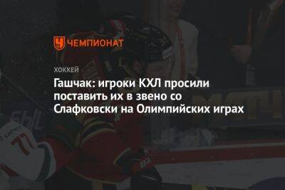 Гашчак: игроки КХЛ просили поставить их в звено со Слафковски на Олимпийских играх