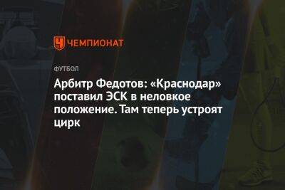 Арбитр Федотов: «Краснодар» поставил ЭСК в неловкое положение. Там теперь устроят цирк
