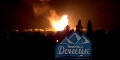 В оккупированном Донецке вспыхнул сильный пожар на нефтебазе — видео