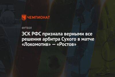 ЭСК РФС признала верными все решения арбитра Сухого в матче «Локомотив» — «Ростов»