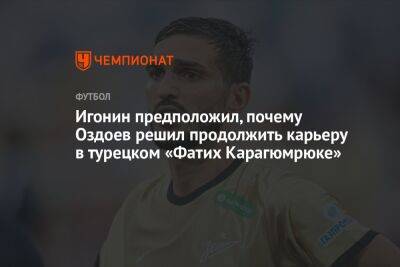 Игонин предположил, почему Оздоев решил продолжить карьеру в турецком «Фатих Карагюмрюке»