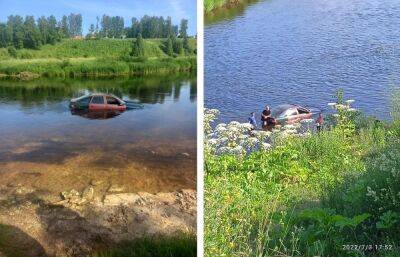 Машина скатилась в реку на городском пляже в Ржеве Тверской области