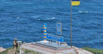На острове Змеином установили флаг Украины
