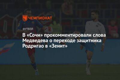 В «Сочи» прокомментировали слова Медведева о переходе защитника Родригао в «Зенит»