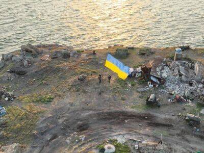 На Змеином установлен флаг Украины с посланием оккупантам | Новости Одессы