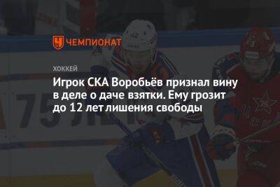 Игрок СКА Воробьёв признал вину в деле о даче взятки. Ему грозит до 12 лет лишения свободы