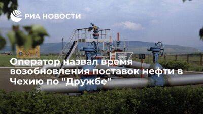 Transpetrol: поставки нефти по "Дружбе" в Чехию возобновятся в пятницу в 18.00 GMT