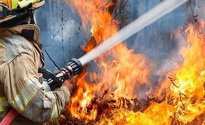 Гессенские пожарные тушат лесной пожар на территории бывшей военной базы