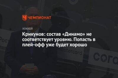 Крикунов: состав «Динамо» не соответствует уровню. Попасть в плей-офф уже будет хорошо
