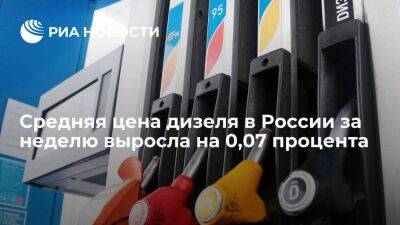 Росстат: средняя цена дизеля в России выросла на 0,07 процента с 8 по 15 августа