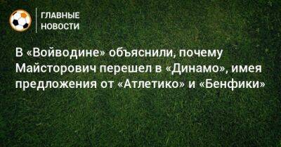 В «Войводине» объяснили, почему Майсторович перешел в «Динамо», имея предложения от «Атлетико» и «Бенфики»