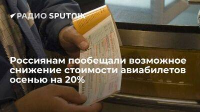 Россиянам пообещали возможное снижение стоимости авиабилетов осенью на 20%