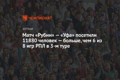 Матч «Рубин» — «Уфа» посетили 11 880 человек — больше, чем 6 из 8 игр РПЛ в 3-м туре