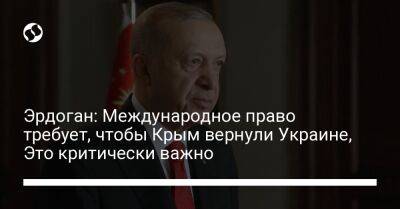 Эрдоган: Международное право требует, чтобы Крым вернули Украине, Это критически важно