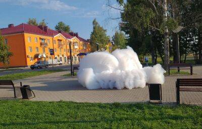 В Ржеве Тверской области хулиганы превратили фонтан в пенное облако