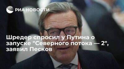 Пресс-секретарь Песков: Шредер спрашивал о возможности запуска "Северного потока — 2"